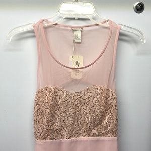 NWT light pink with sequin skater skirt dress